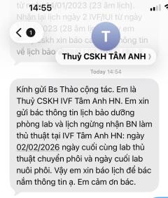 THÔNG BÁO LỊCH BẢO DƯỠNG VÀ NÂNG CẤP HỆ THỐNG THIẾT BỊ TẠI TRUNG TÂM HỖ TRỢ SINH SẢN - BVĐK TÂM ANH HÀ NỘI